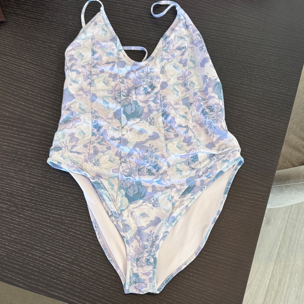 LoveShackFancy rose one piece swimsuit and worn once